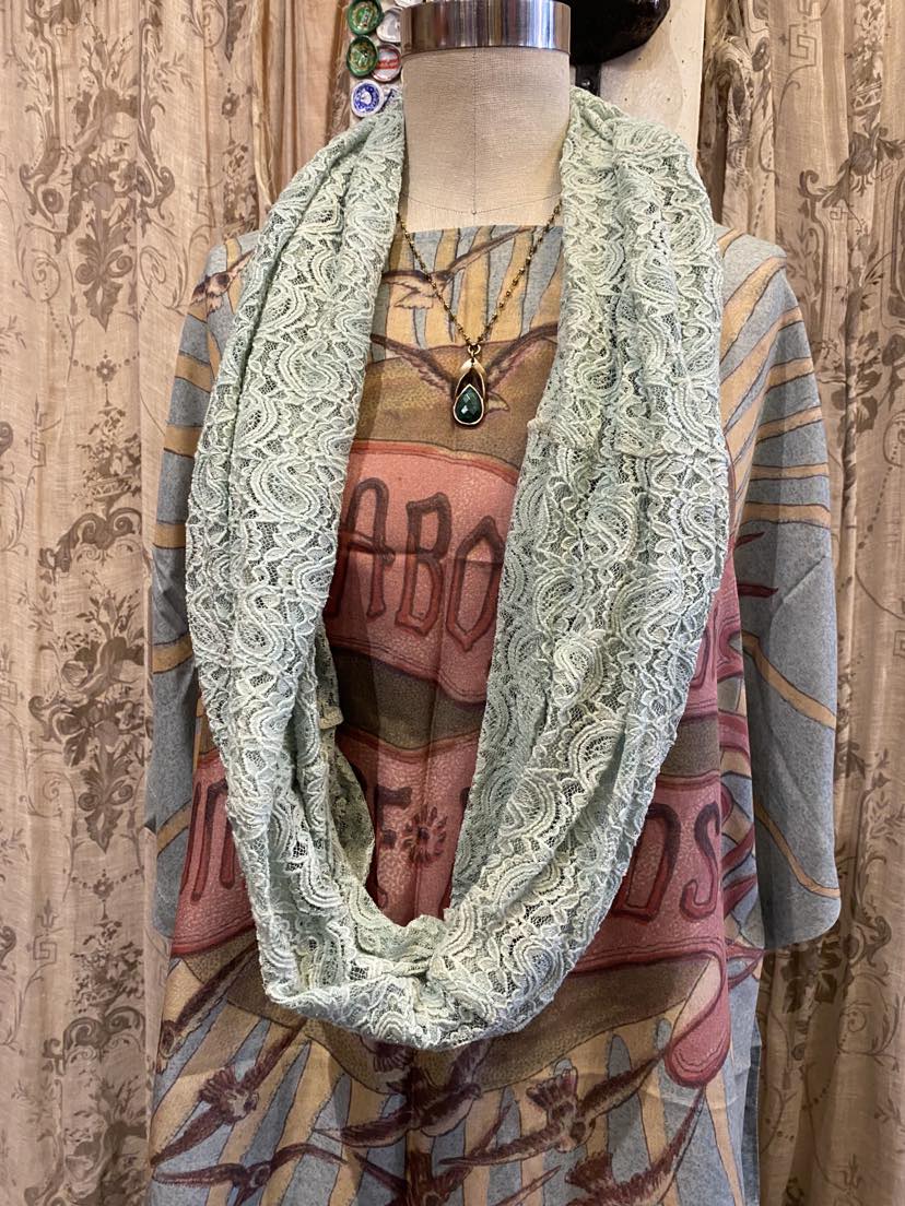 Green Dyed Lace Infinity Scarf* #19