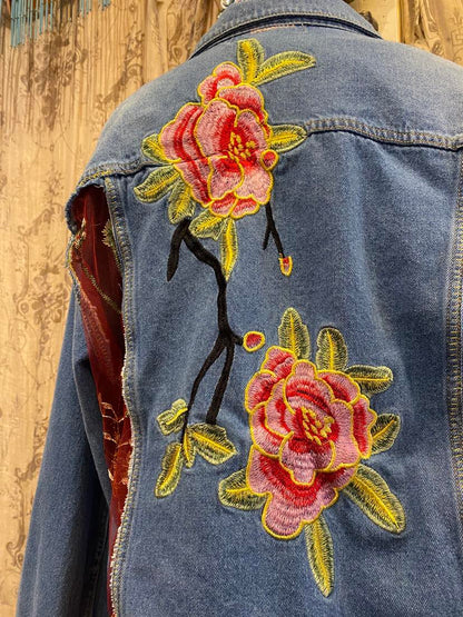 Denim Jacket with Floral Cut Outs* #27