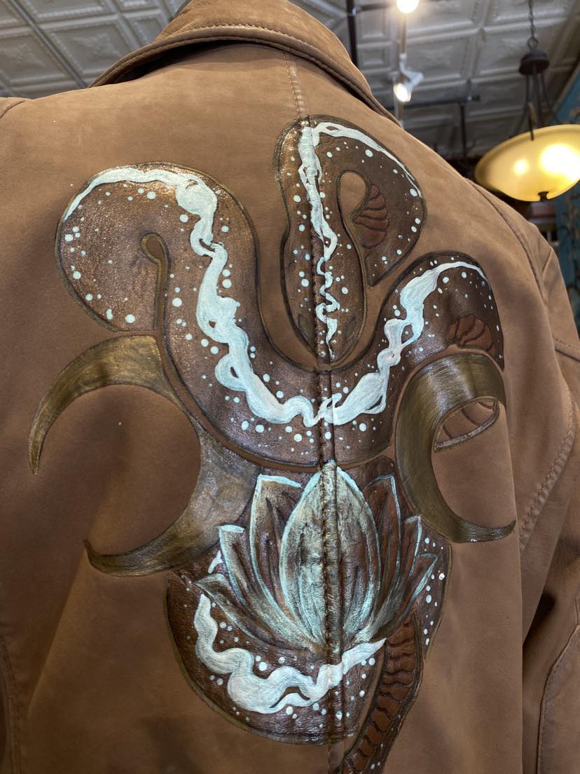 Snake & Moons Painted Leather Jacket