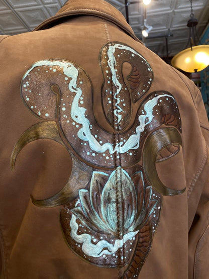 Snake & Moons Painted Leather Jacket