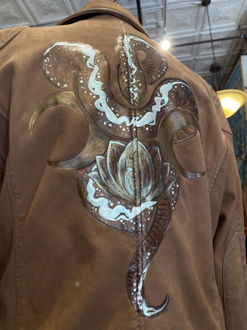 Snake & Moons Painted Leather Jacket