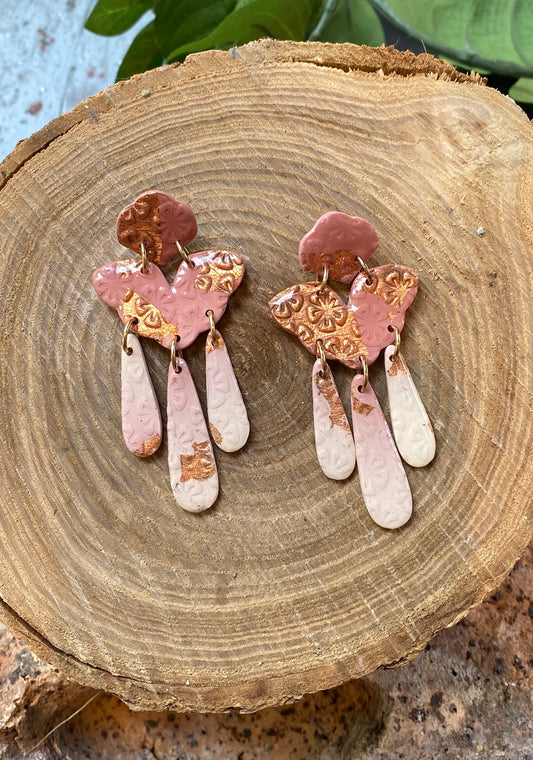 Rose Gold Floral Ombre Dangles *E36