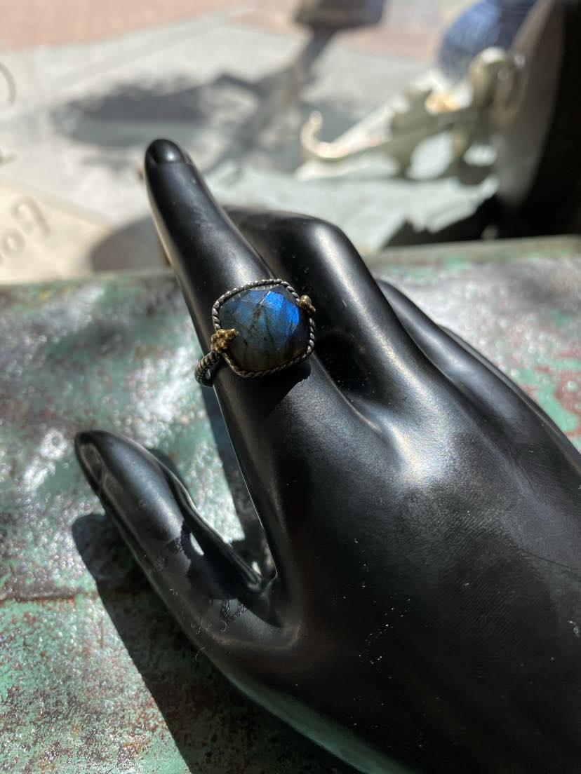 Abrazos Labradorite Brass & Sterling Ring