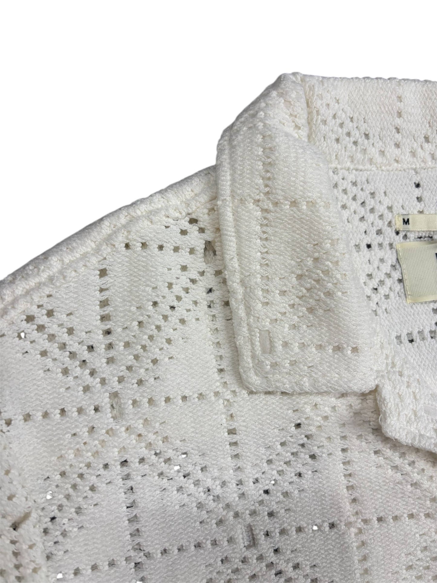 Dax Geometric Crochet Short Sleeve Shirt - Cream