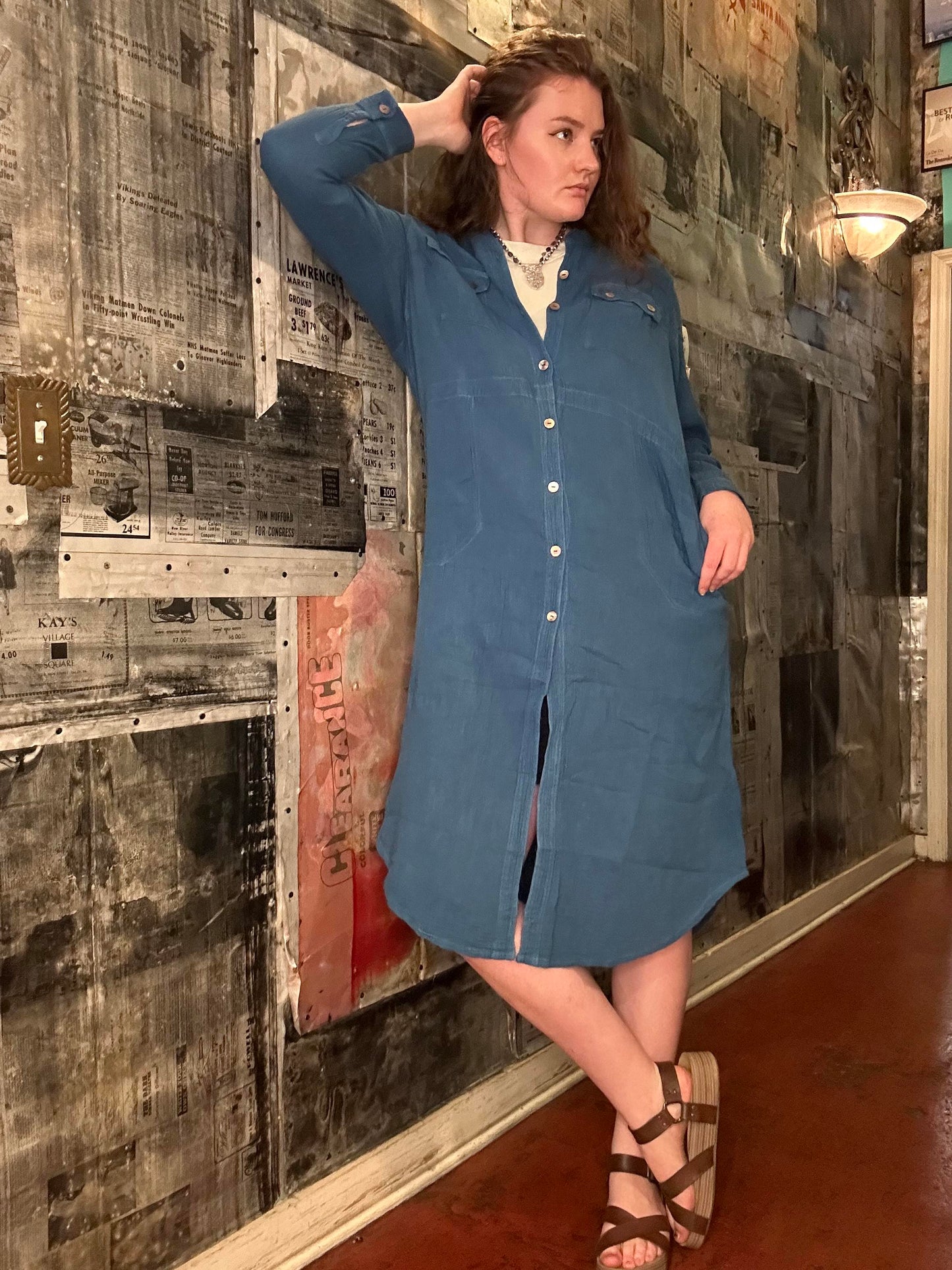 Miriam Shirt Dress- Indigo