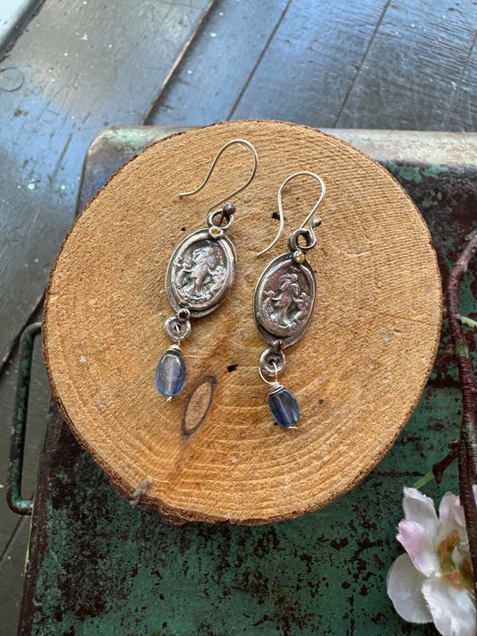 Virgin Bird With Kyanite Bead Earrings *724SE47