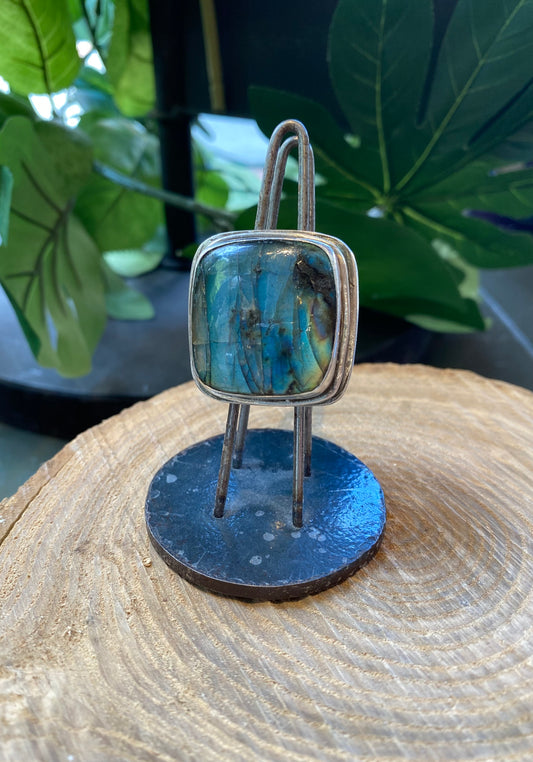Square Labradorite Fine Silver Ring *425R-33