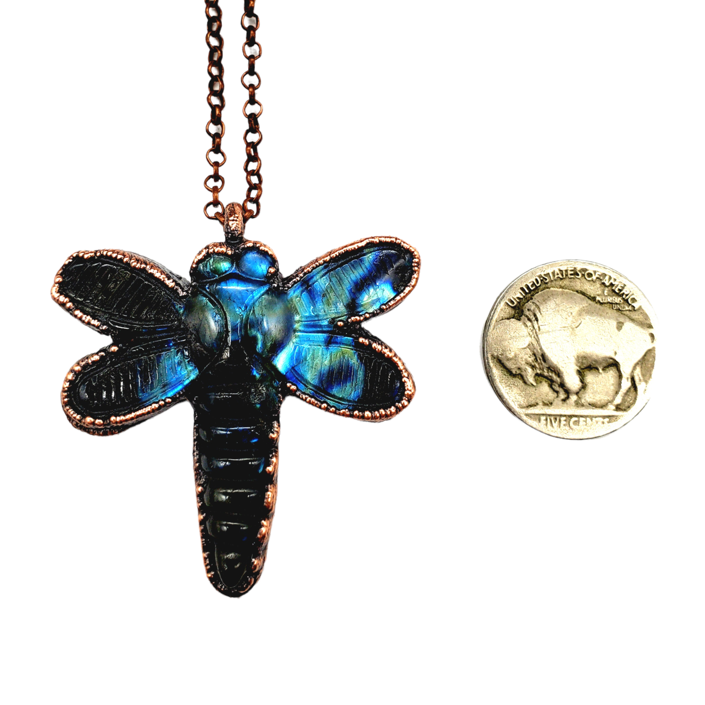Labradorite Carved Dragonfly Necklace