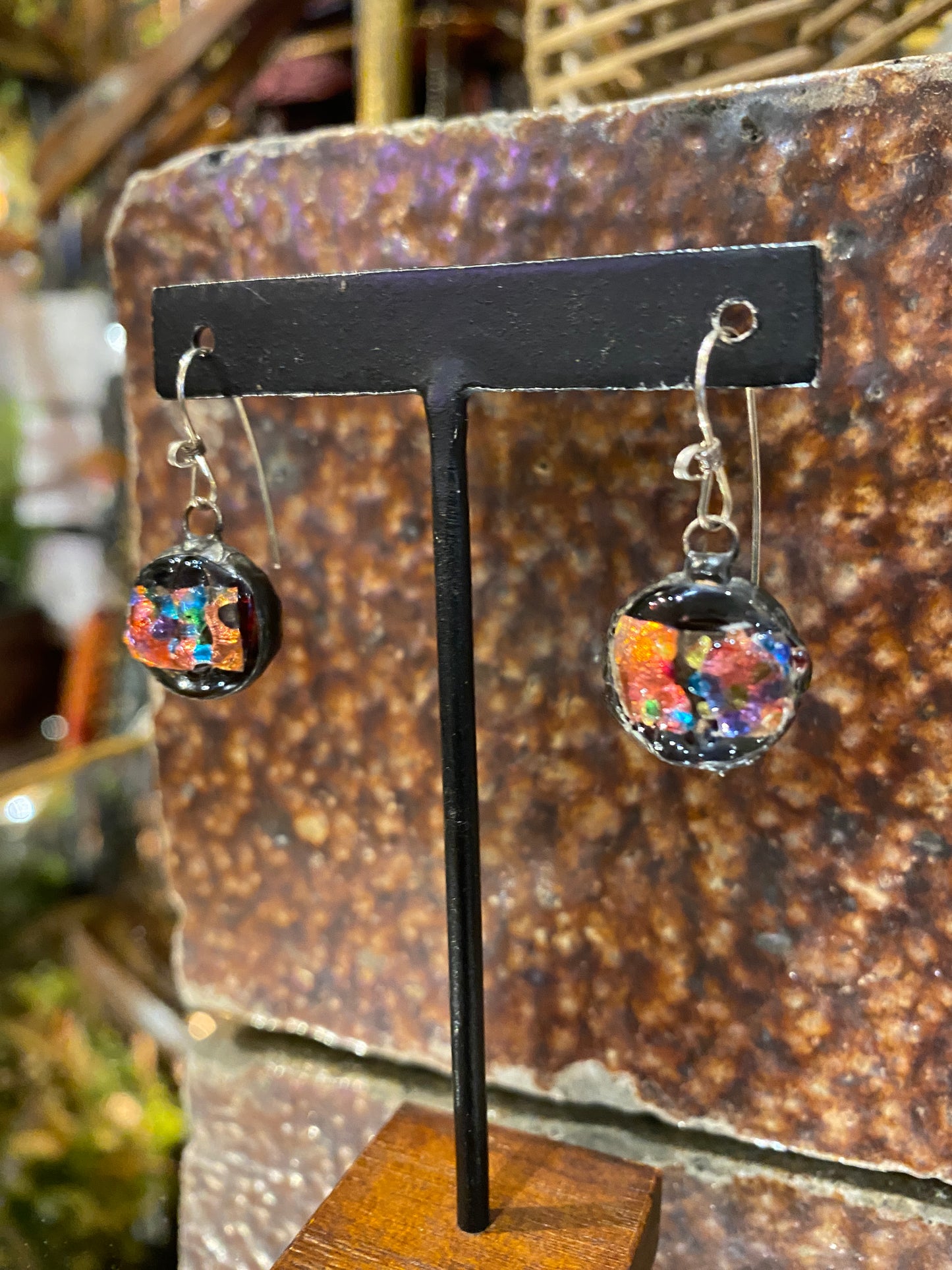 Vintage Round Japanese Foil Earrings