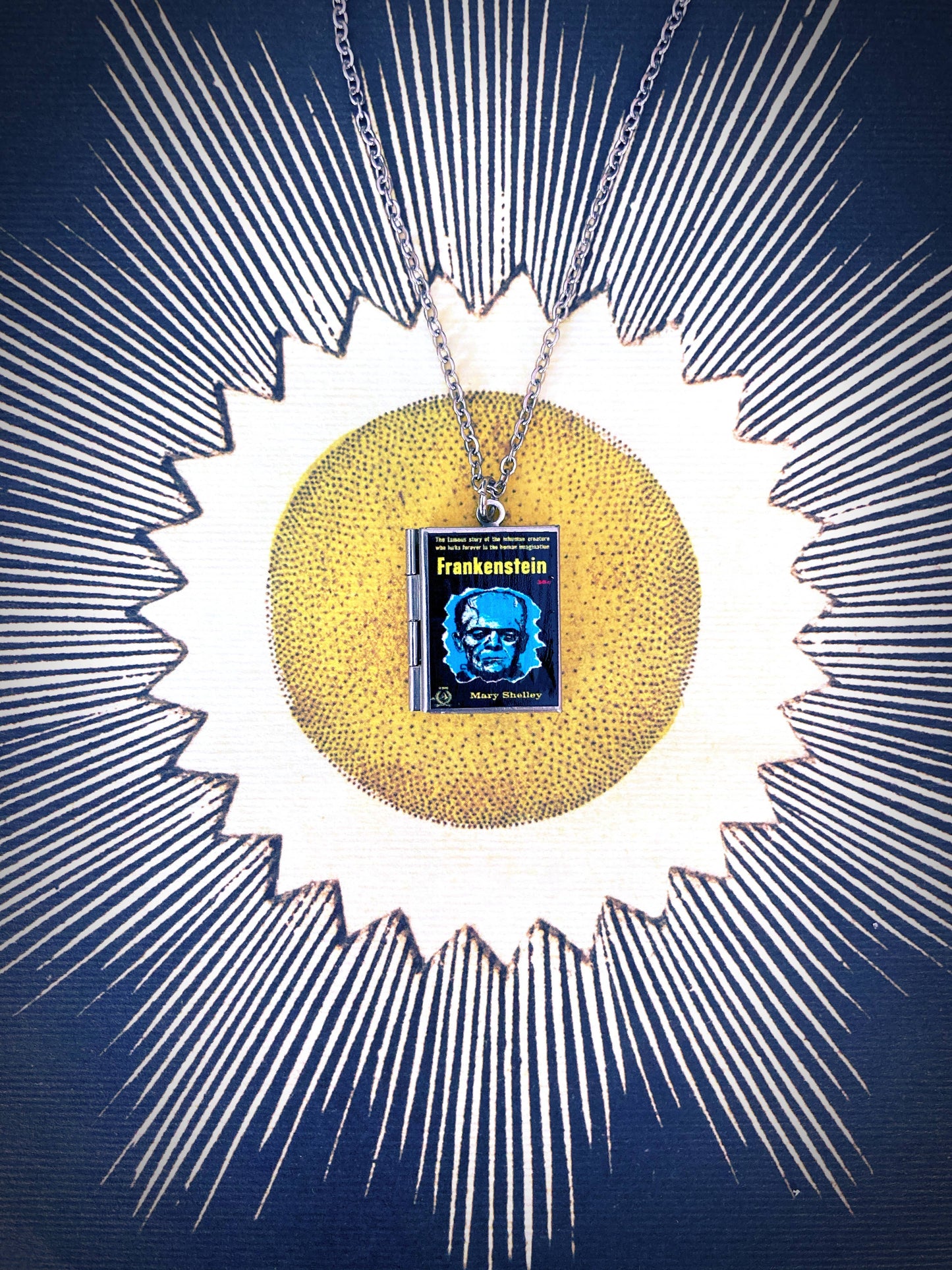 Book Locket Frankenstein  - Stainless Steel
