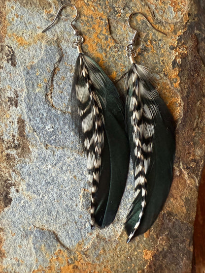 Raven Trail Feather Earrings - Western Rustic Earrings