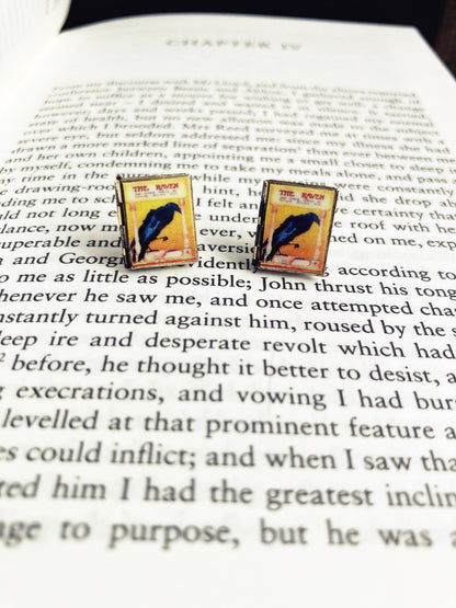 Post Earrings Book Locket The Raven