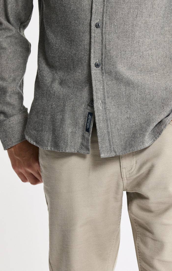 Manor Brushed Twill Flannel Shirt - Charcoal