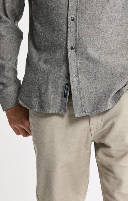 Manor Brushed Twill Flannel Shirt - Charcoal
