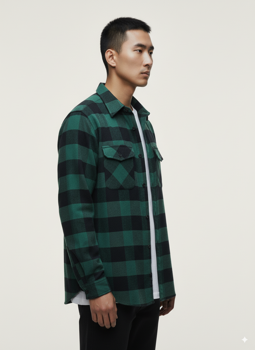 Men's Flannel Buffalo Plaid Shirt - Green