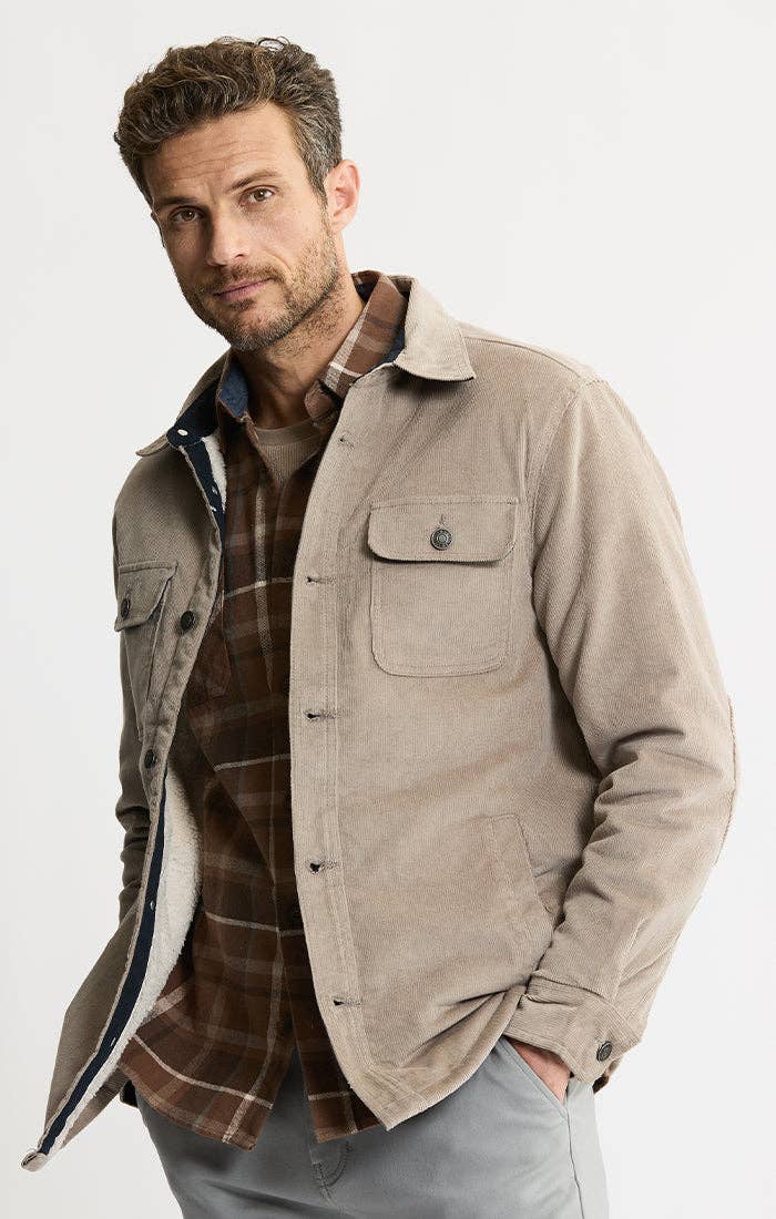 Concord Sherpa Lined Corduroy Shirt Jacket - Ivory