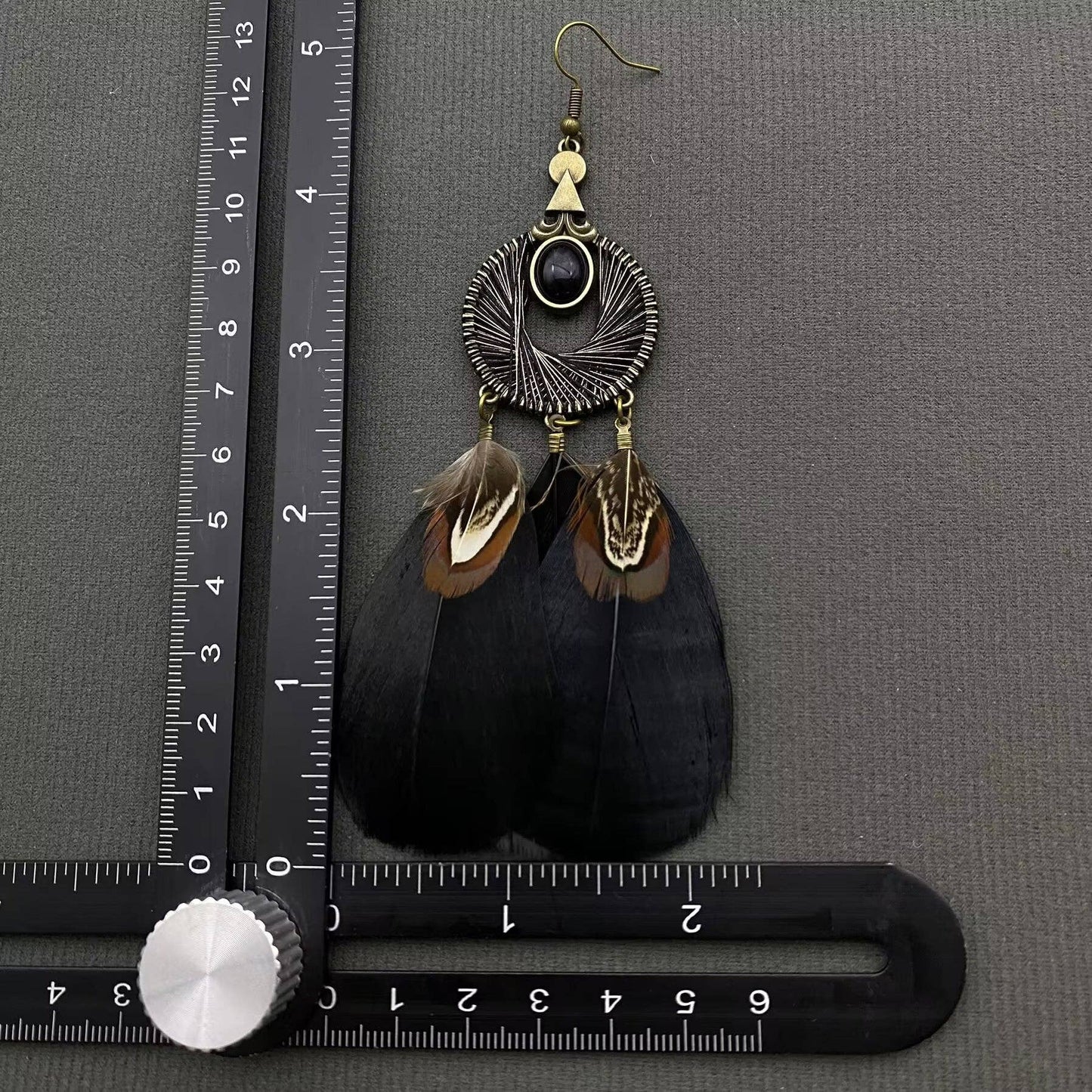 Black Feather Dangle Earrings