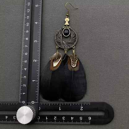 Black Feather Dangle Earrings