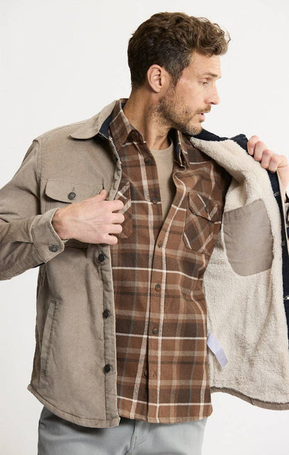 Concord Sherpa Lined Corduroy Shirt Jacket - Ivory