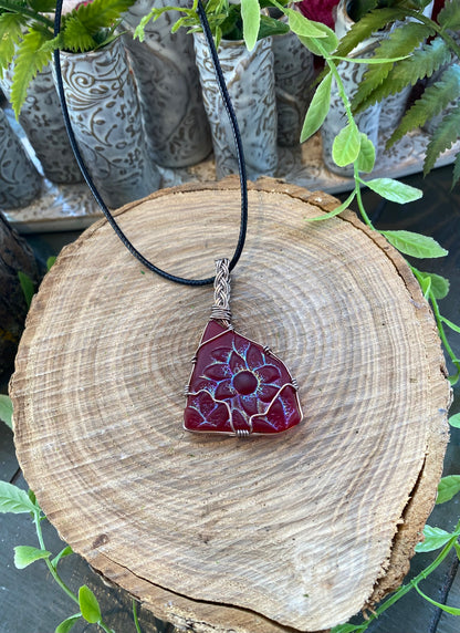 Red Cadmium Wire Wrapped Necklace #IV106