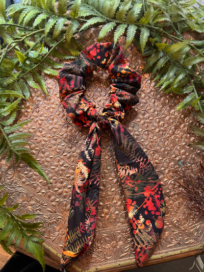 Red / Orange / Yellow Ferns Scrunchie Scarf #SS10*