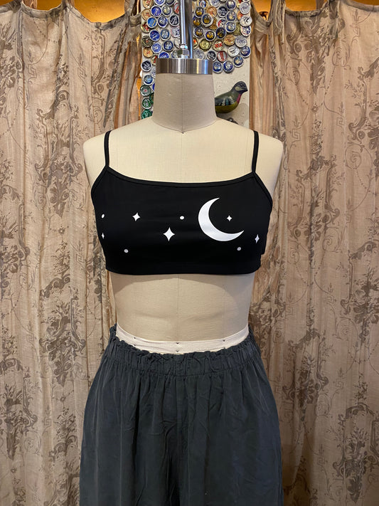 Bra Top - Moon & Stars - Black