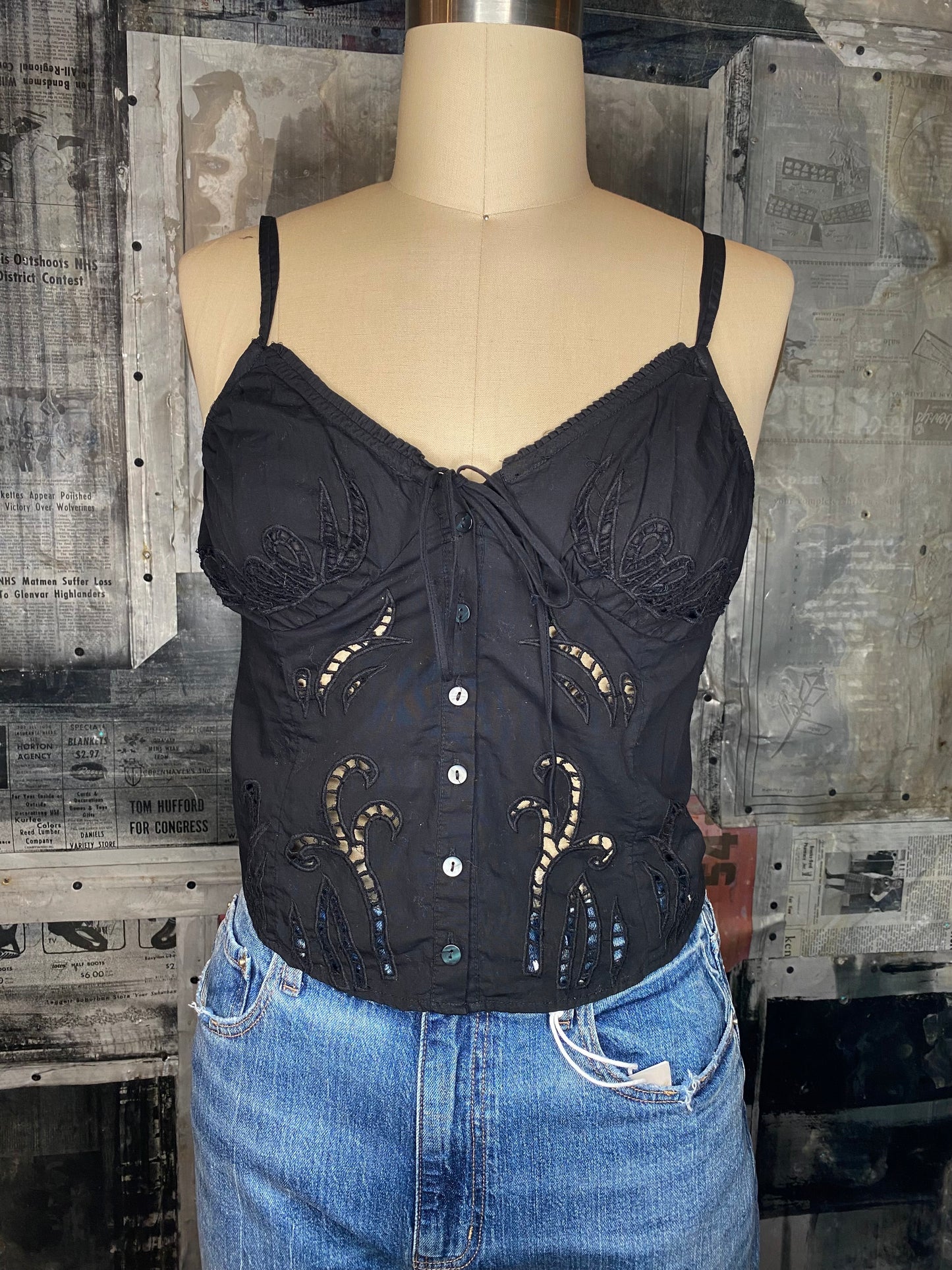 Sweet Sammi Eyelet Top - Black