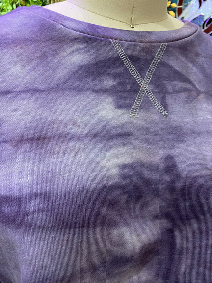 Custom Dyed Cropped Sweatshirt - Purple Sky