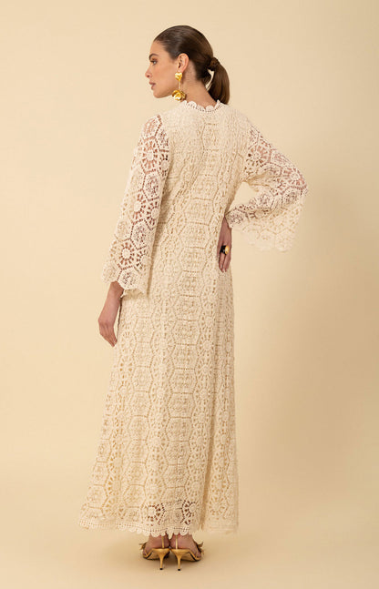 Amirah Crochet Maxi Dress- Ivory