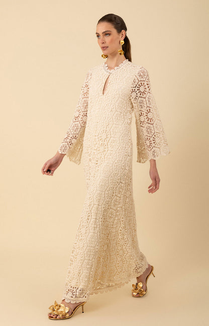 Amirah Crochet Maxi Dress- Ivory