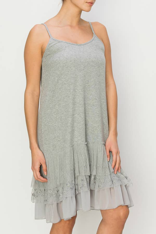 DRESS EXTENDER WITH LACE LAYER - GREY