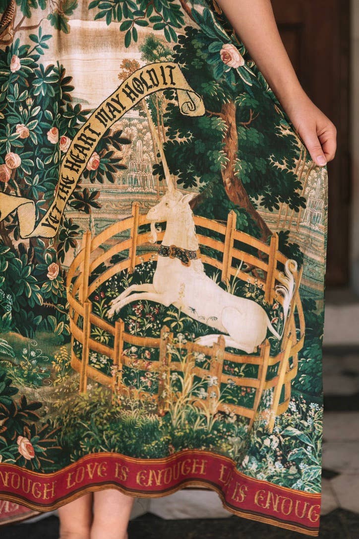 Wildheart Bohéme Long Maxi Slip Dress w/ Unicorn & Castle - L/XL (fits approx. size 12-16)
