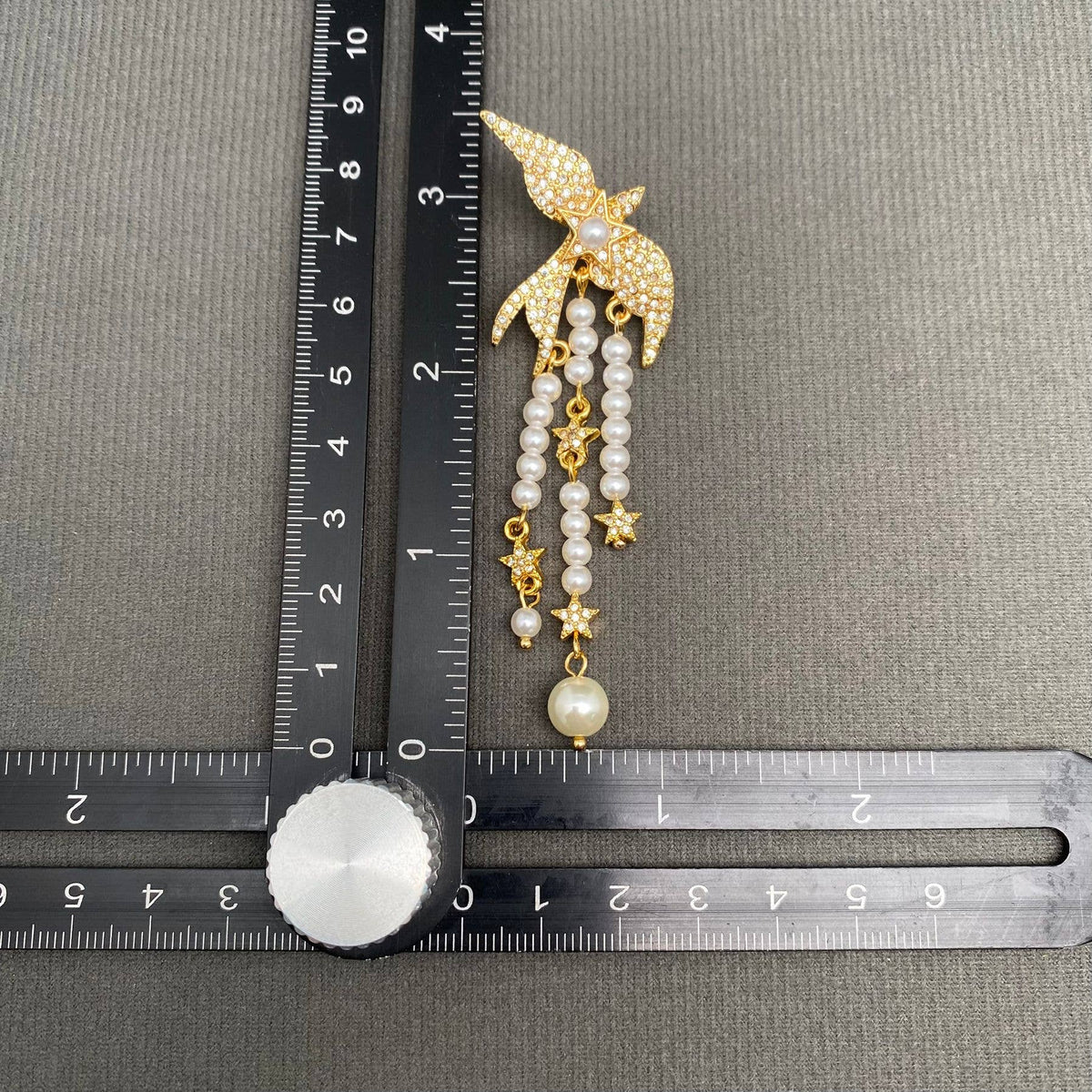 Vintage Pearl Fringe Rhinestone Inlaid Bird Earrings