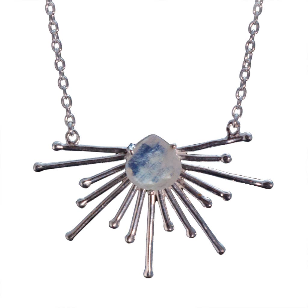 Rays Rainbow Moonstone Sterling Necklace