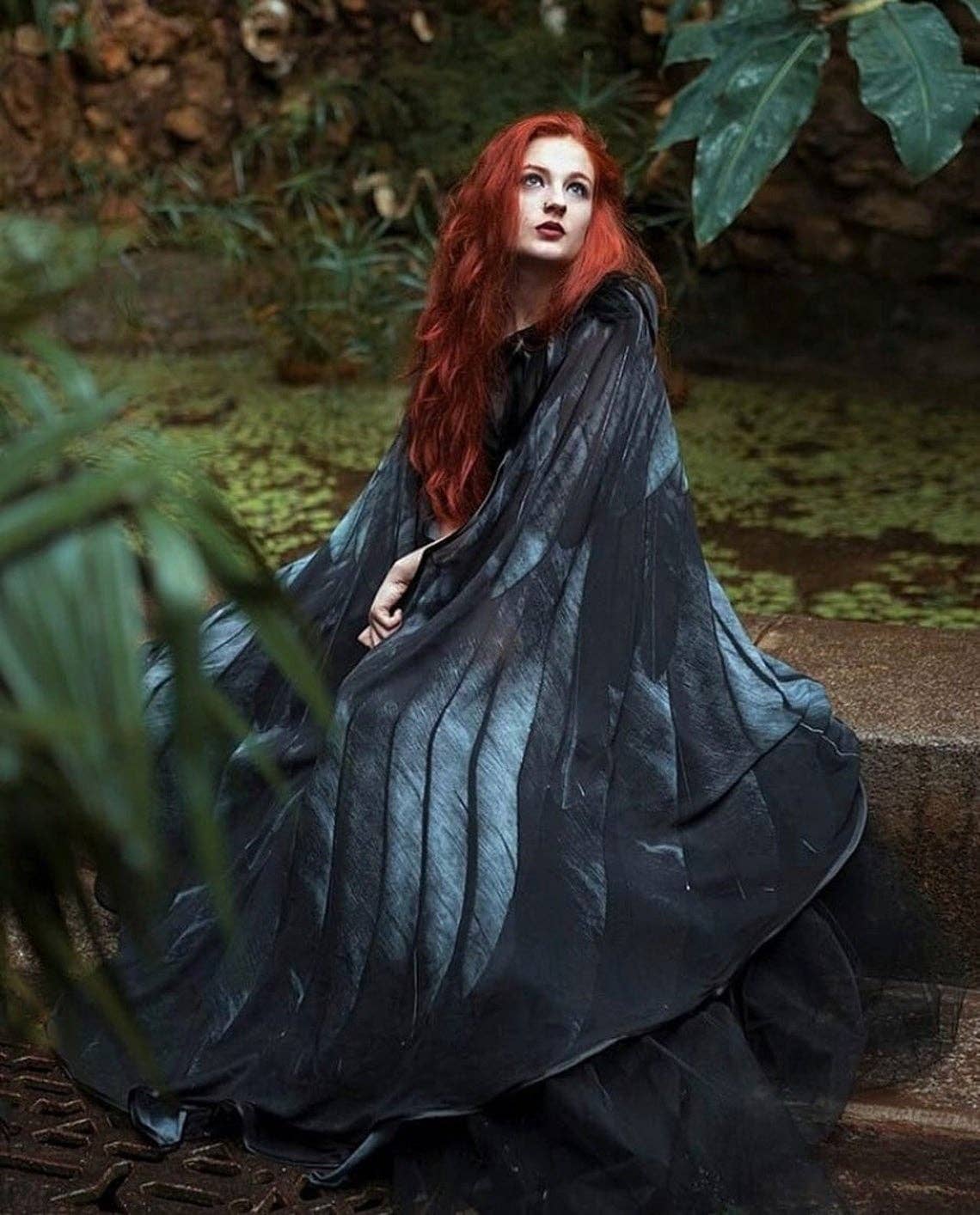 Raven Black wings halloween costume crow bird angel feathers - La De Da