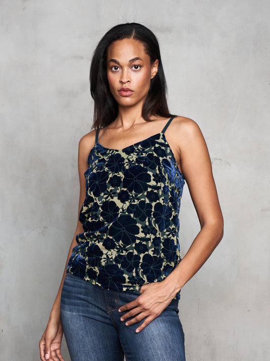 Burnout Velvet Cami - Teal