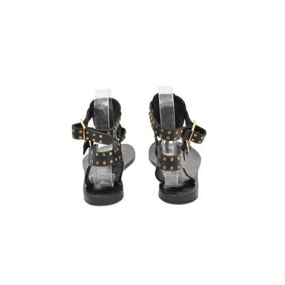 Dione Black Leather Women's Sandals