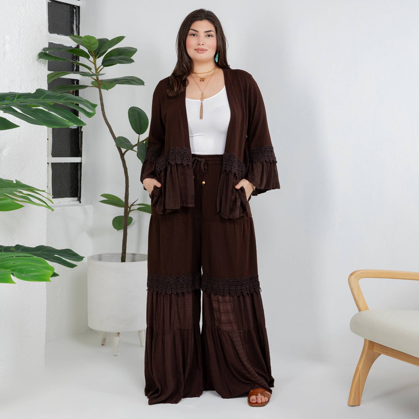 Knit Kimono Shrug - Truffle