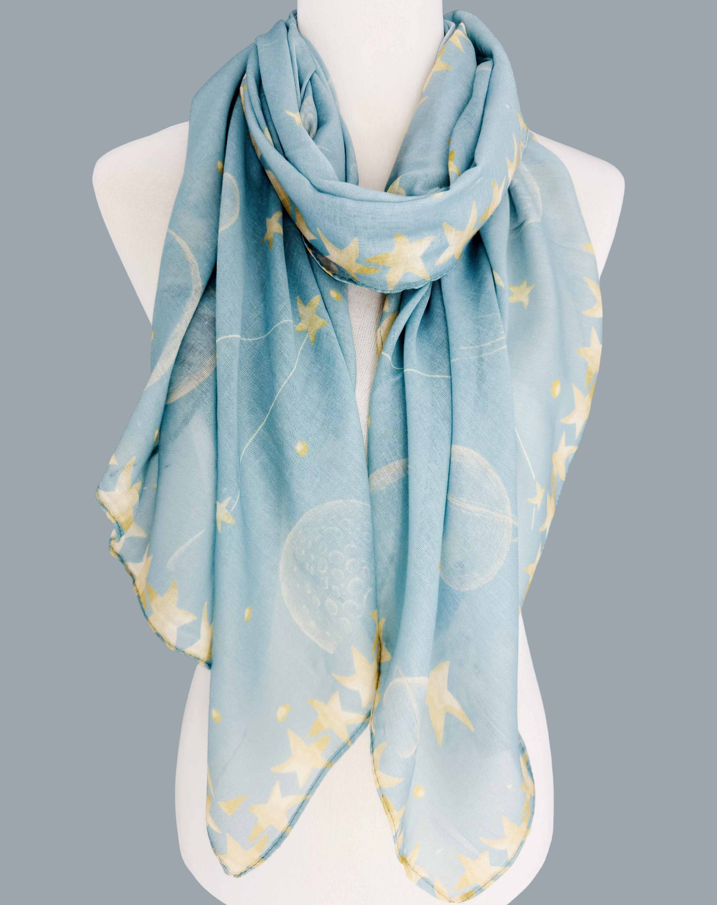 Aqua-Golden Star & Planet Scarf