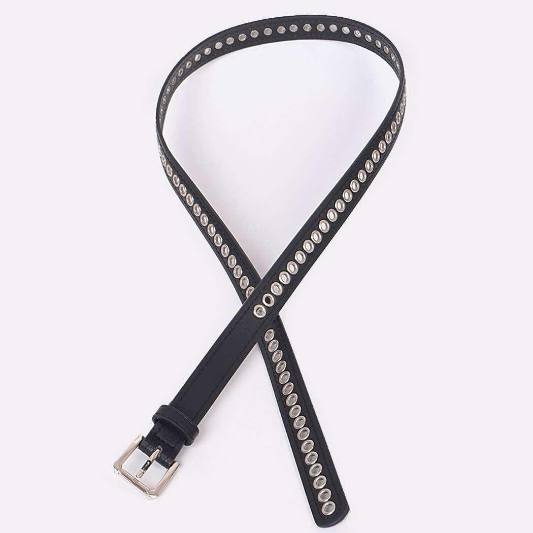 Western Inspired Belt With Circles - Black