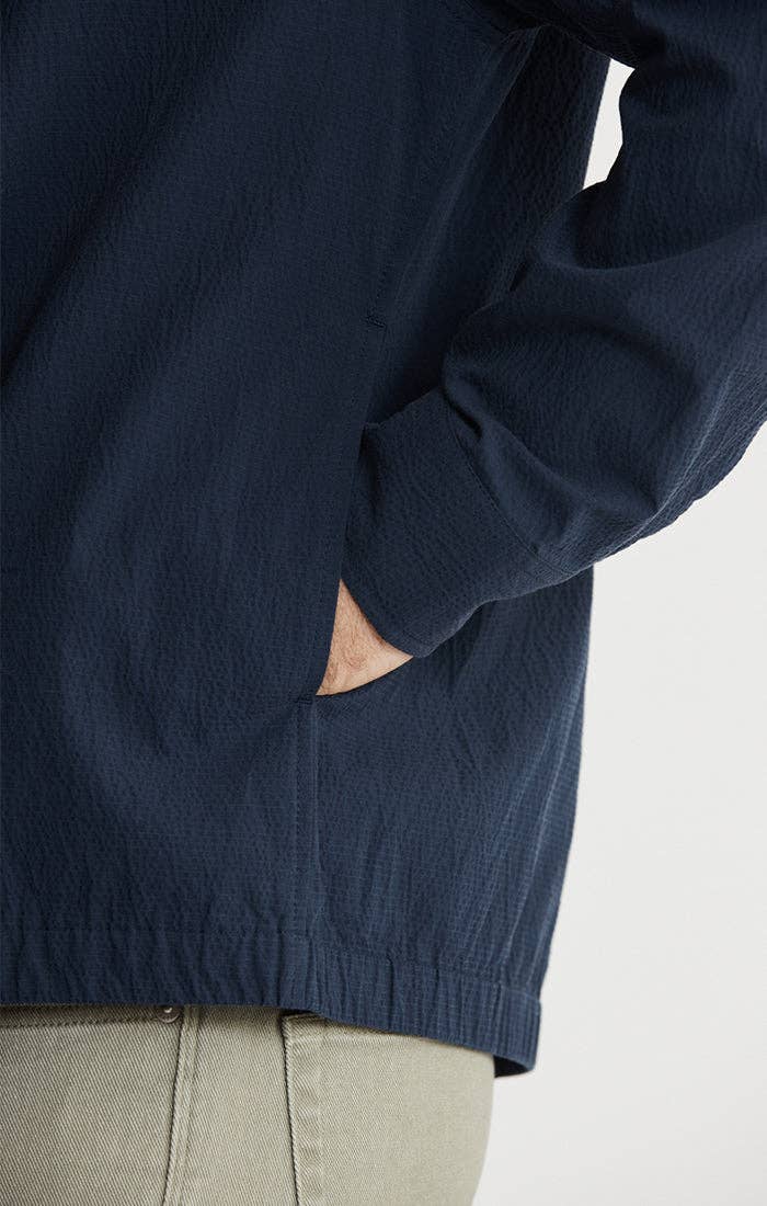 Charles Seersucker Full Zip Jacket - Navy