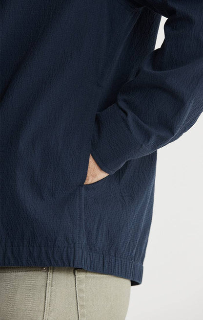 Charles Seersucker Full Zip Jacket - Navy