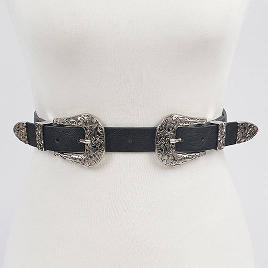 Day To Day Antique Designed Belt - Black/Silver