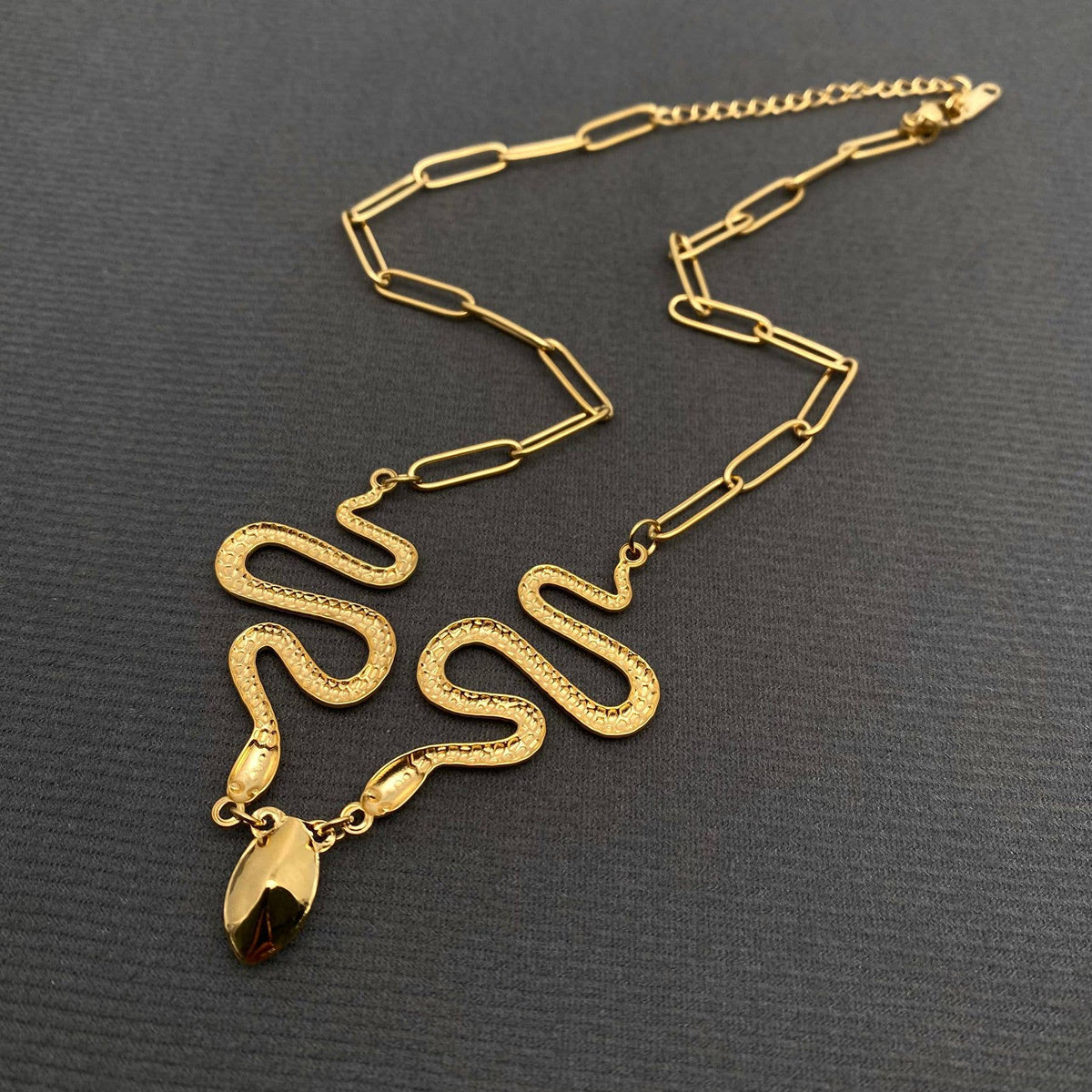 Zircon Double Snake 18K Gold Plated S.Steel Necklace - FGS
