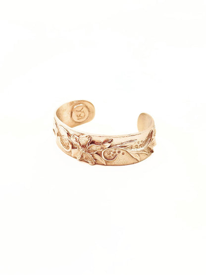 Bronze Sculpted Flower Skinny Cuff