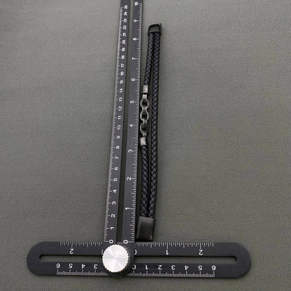 Retro S.Steel Chain Men's Double-layer Leather Bracelet