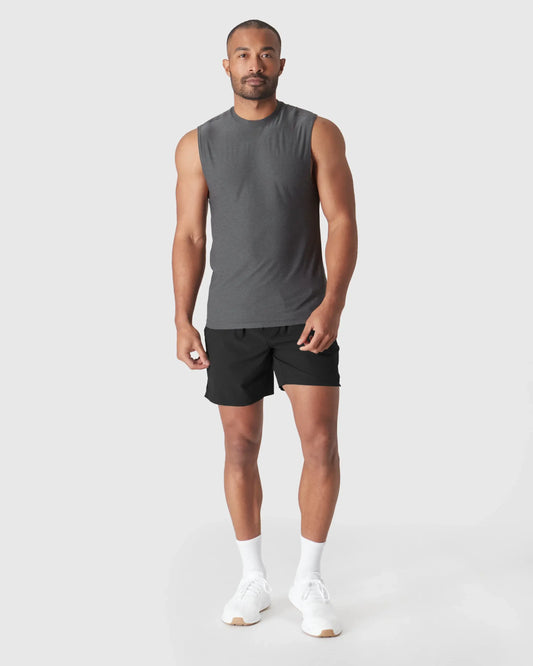Active Sleeveless Muscle Tank - Charcoal Heather Gray