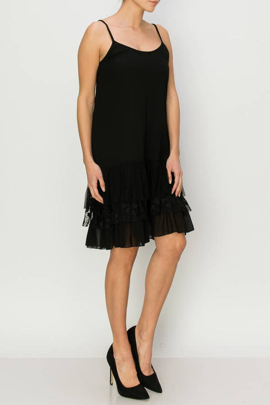 DRESS EXTENDER WITH LACE LAYER - BLACK