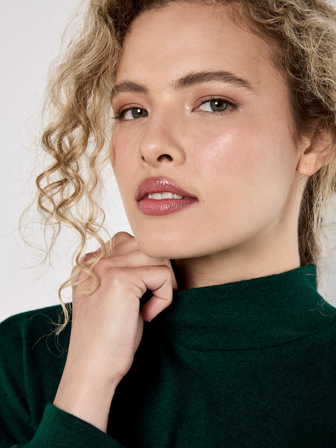 Mock Neck Oversized Soft Knit Top - Green