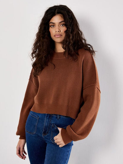 Cropped Drop Shoulder Jumper